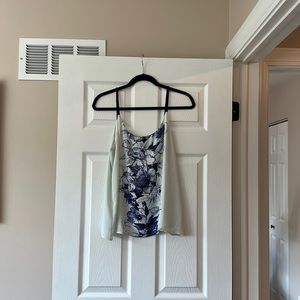 Mint green tank top with floral design